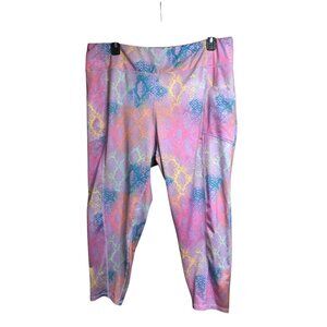 Multi Color Pro Player Yoga Stretch Workout Pants Diamond Scale Print  Sz 3X